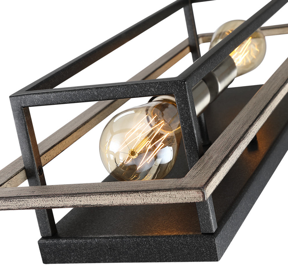 Black/Wood Tone Dimmable Rustic Farmhouse Wall Sconce, 20.1" H