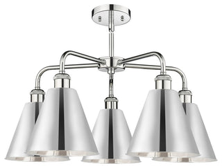 Ballston Cone 5-Light 26" Stem Chandelier, Polished Chrome