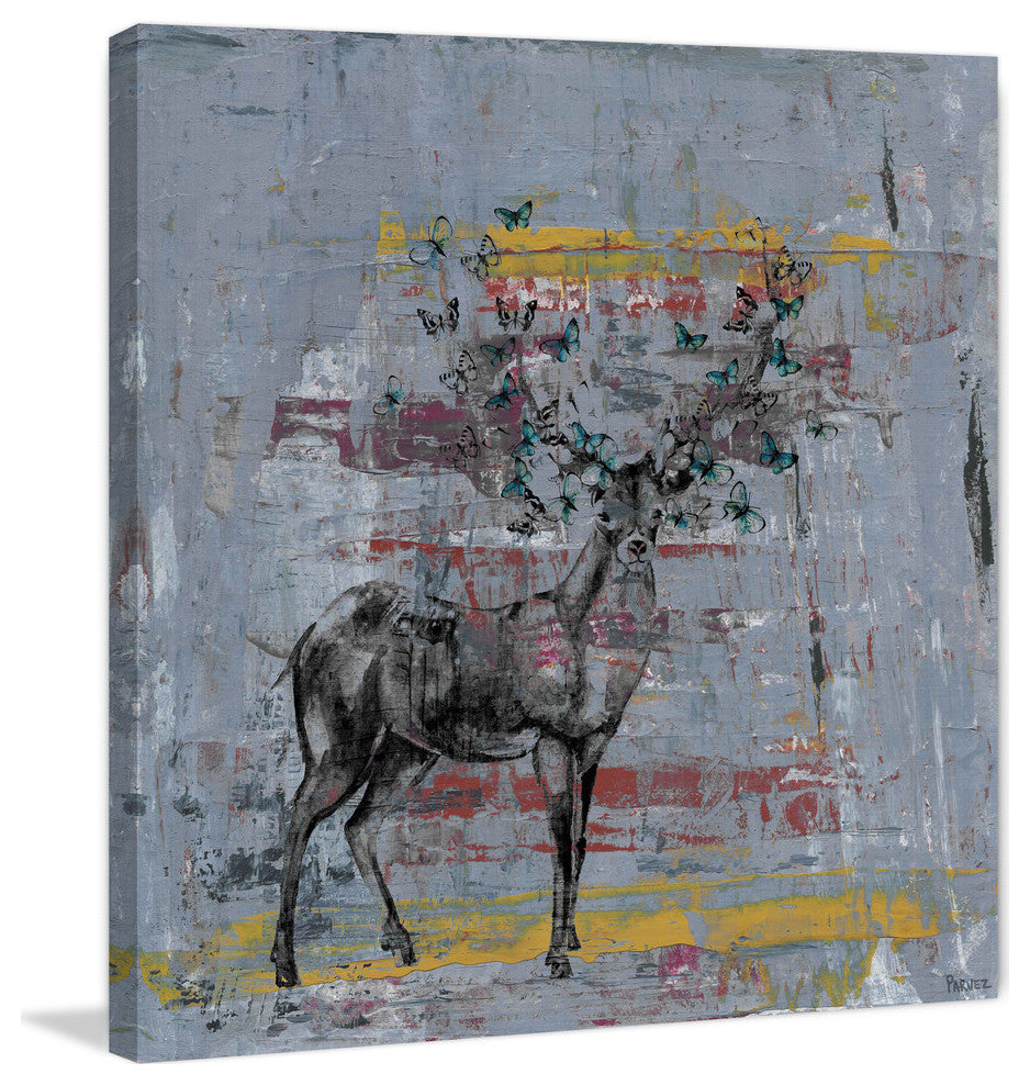 "Full Antlers" Painting Print on Wrapped Canvas, 18"x18"
