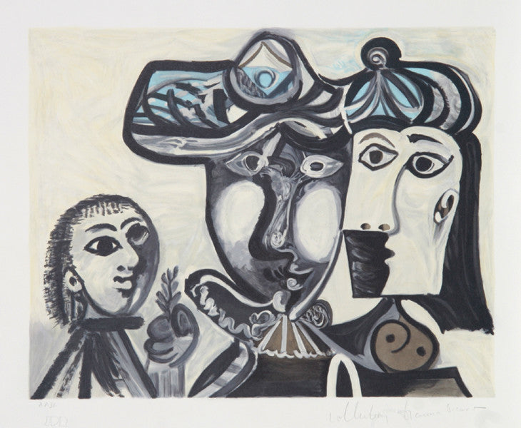 Pablo Picasso, Couple et Enfant au Rameau D'Olivier, 27-1, Lithograph