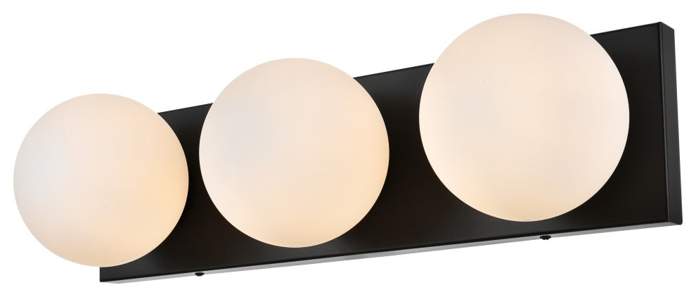 3 Light Black And Frosted White Bath Sconce