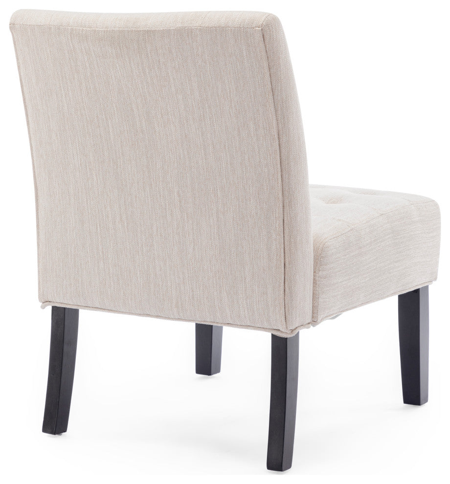 Mulligan Fabric Tufted Slipper Chairs, Set of 2, Beige + Matte Black