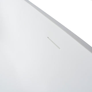 59" Solid Surface Double Slipper Freestanding Flat-bottom Soaking Bathtub