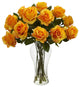 Blooming Roses With Vase, Orange Yellow