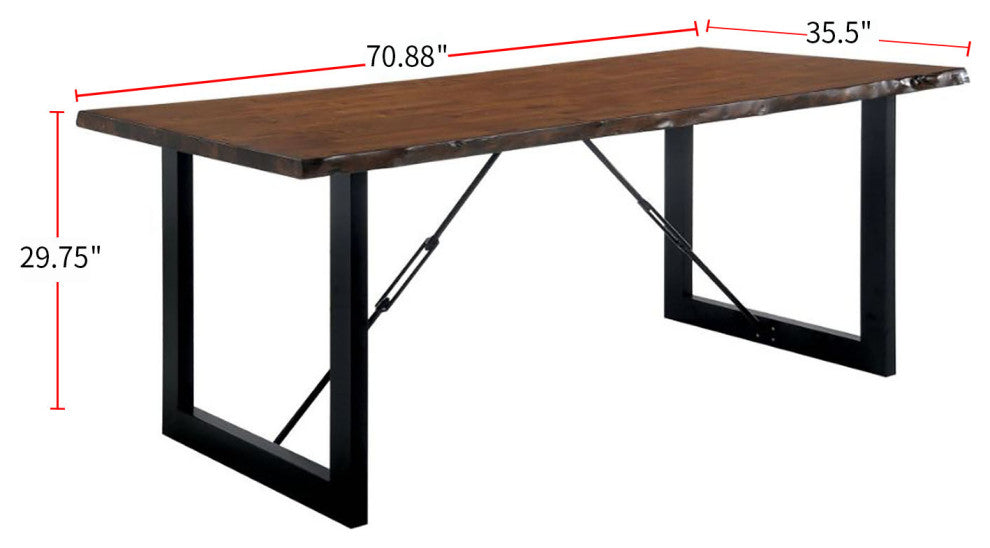 Metal and Wood Dining Table, Walnut And Black
