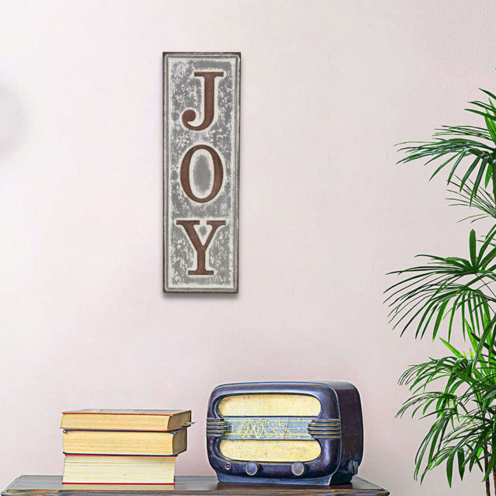 Farmhouse Style "Joy", Vertical Wall Sign