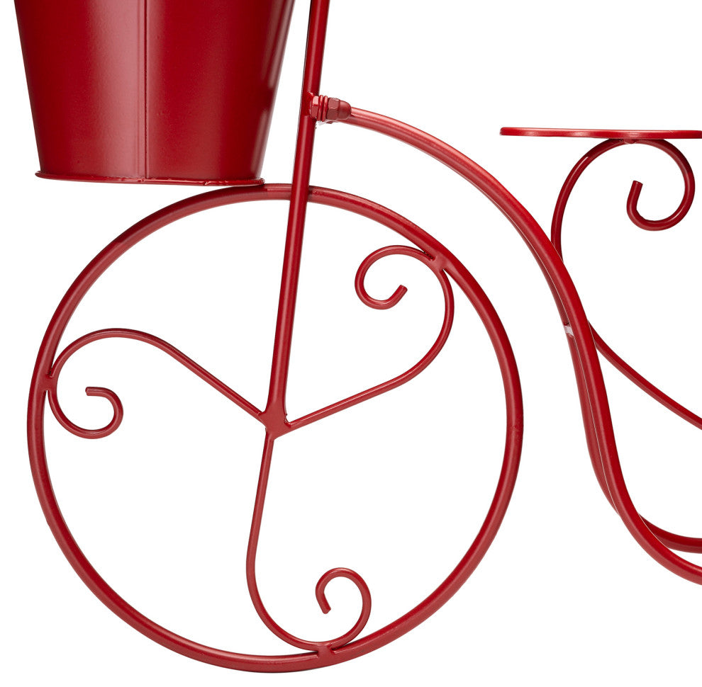 21.5"L Metal Bicycle Plant Stand, Red