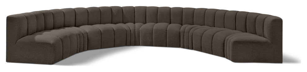 Arc Boucle Fabric Upholstered 8-Pc. Inward Curved Modular Sectional, Brown