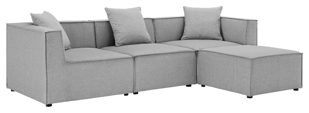 Saybrook Outdoor Patio Upholstered 4-Piece Sectional Sofa Gray