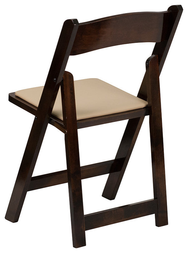 Hercules Series Fruitwood Wood Folding Chair With Vinyl Padded Seat