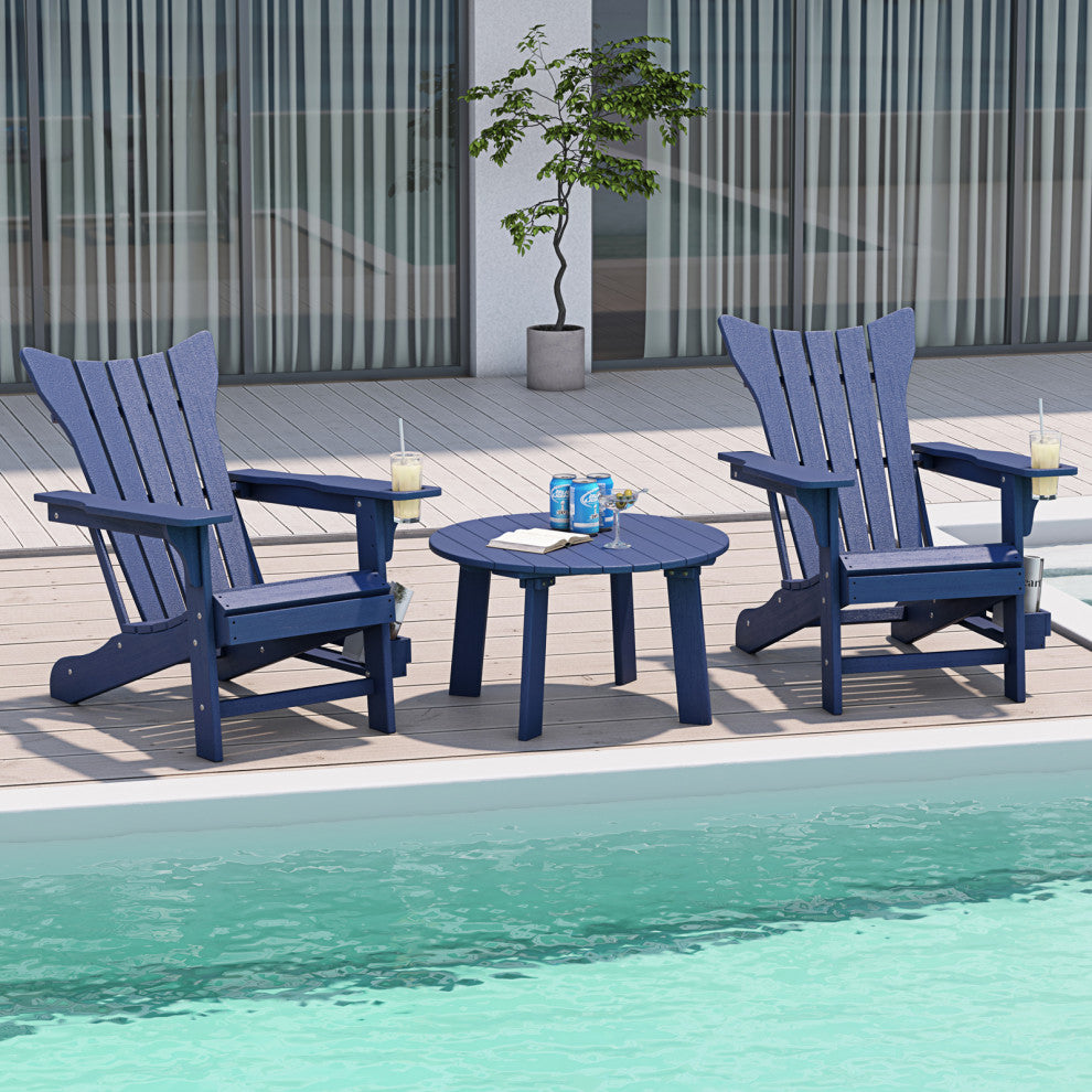 Modern Plastic Weather-Resistant Adirondack Chairs, Navy Blue