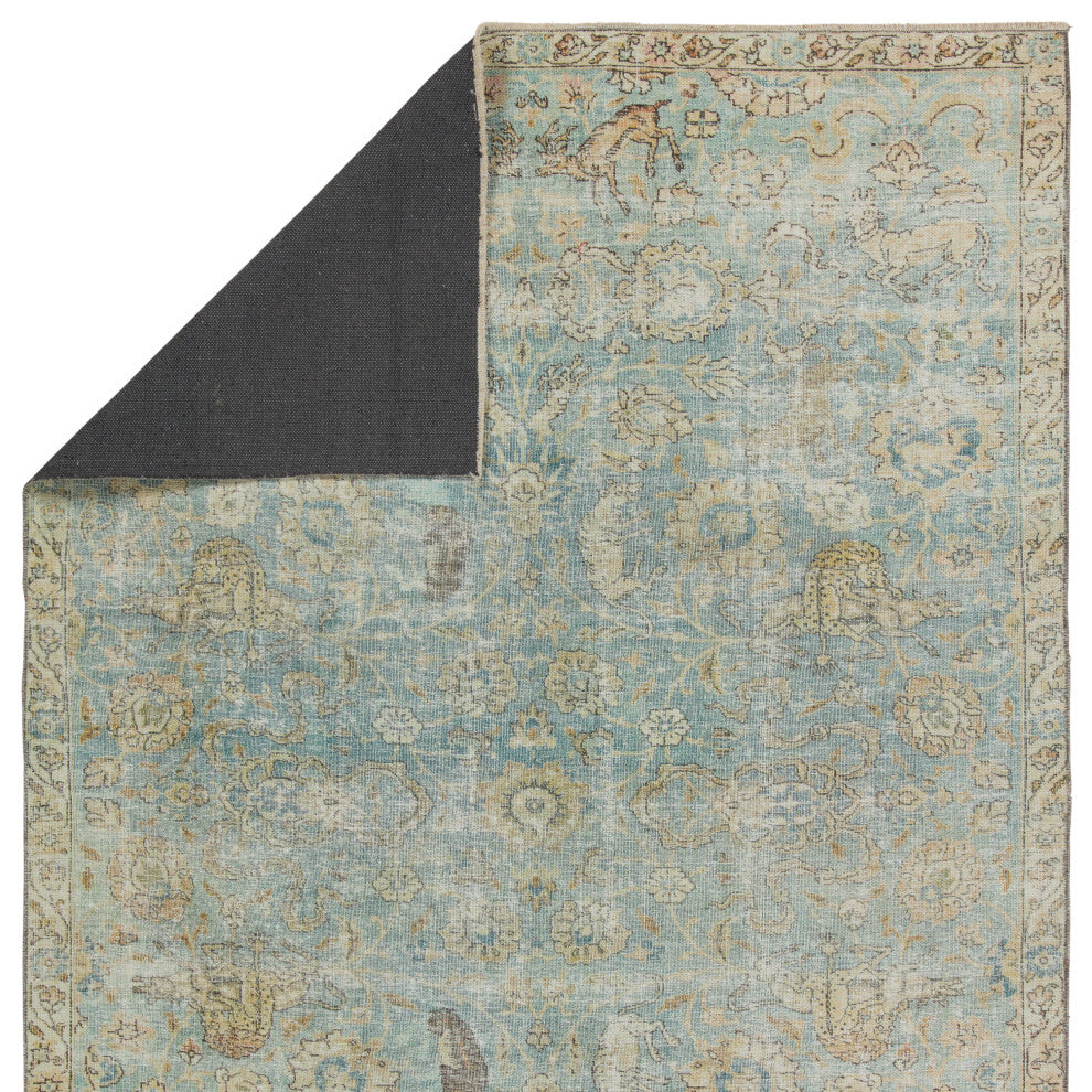 Jaipur Living Stag Oriental Teal/Gold Area Rug, 2'6"x8'