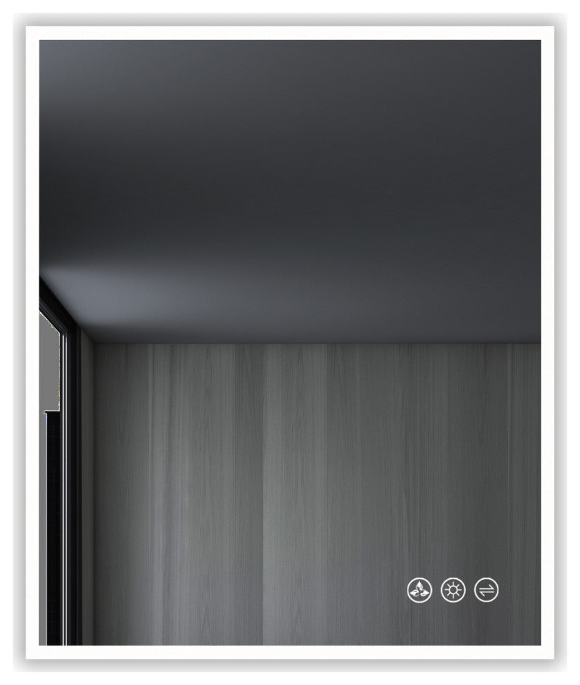 Fogless, Dimmable, Color Temperature Adjustable LED Mirror, 30x36