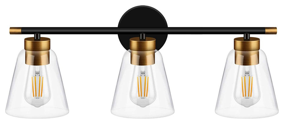 3-Light Modern Wall Sconce Simplicity Black Wall Lighting Fixture