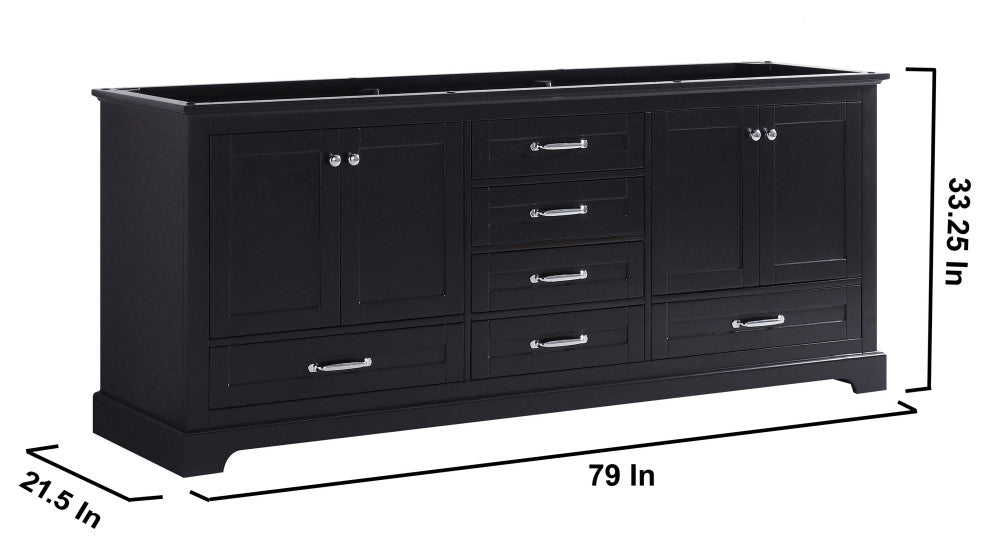 Dukes 80" Espresso Double Bathroom Vanity Cabinet, 30" Wall Mirrors