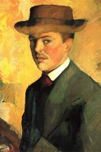Self - Portrait with Hat - Gallery Wrapped Canvas Art 28" x 42"