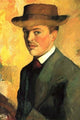 Self - Portrait with Hat - Gallery Wrapped Canvas Art 28" x 42"