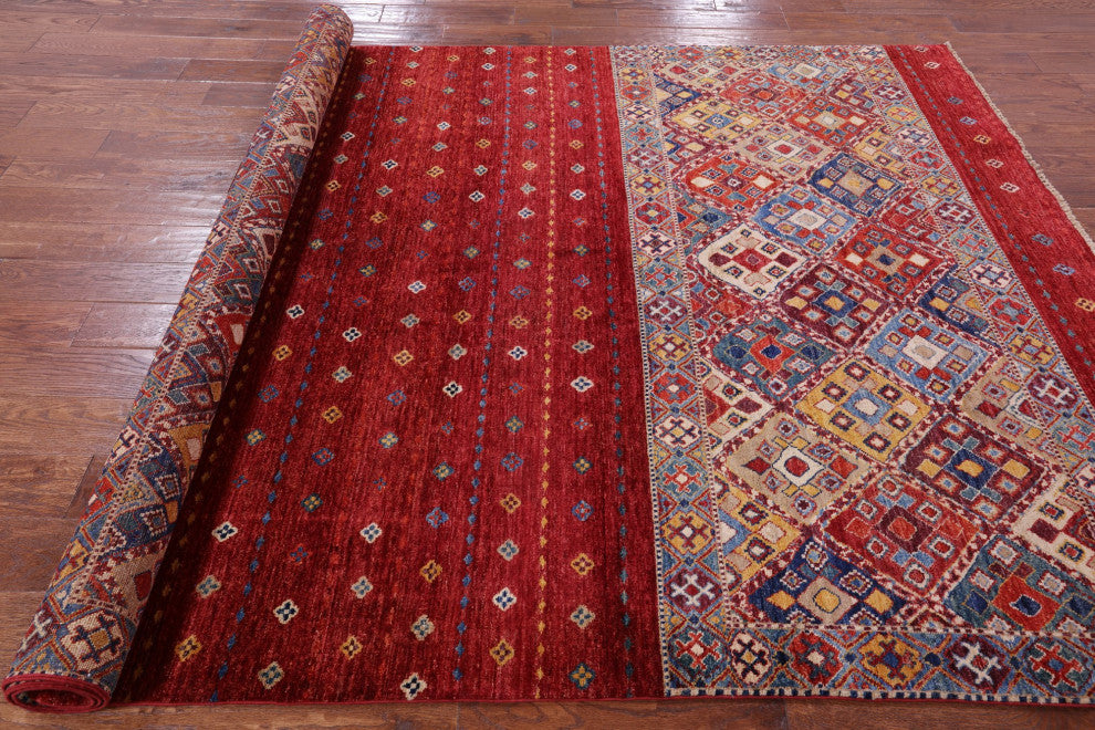 6' 3" X 9' 7" Hand Knotted Tribal Khorjin Wool Rug Q10755