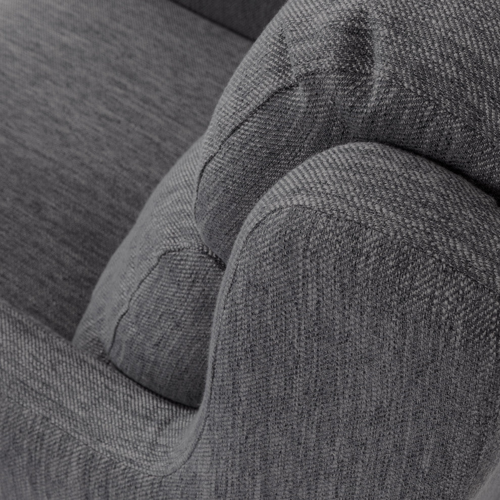 Anson Pillow Tufted Club Chair, Charcoal/Dark Brown, Fabric