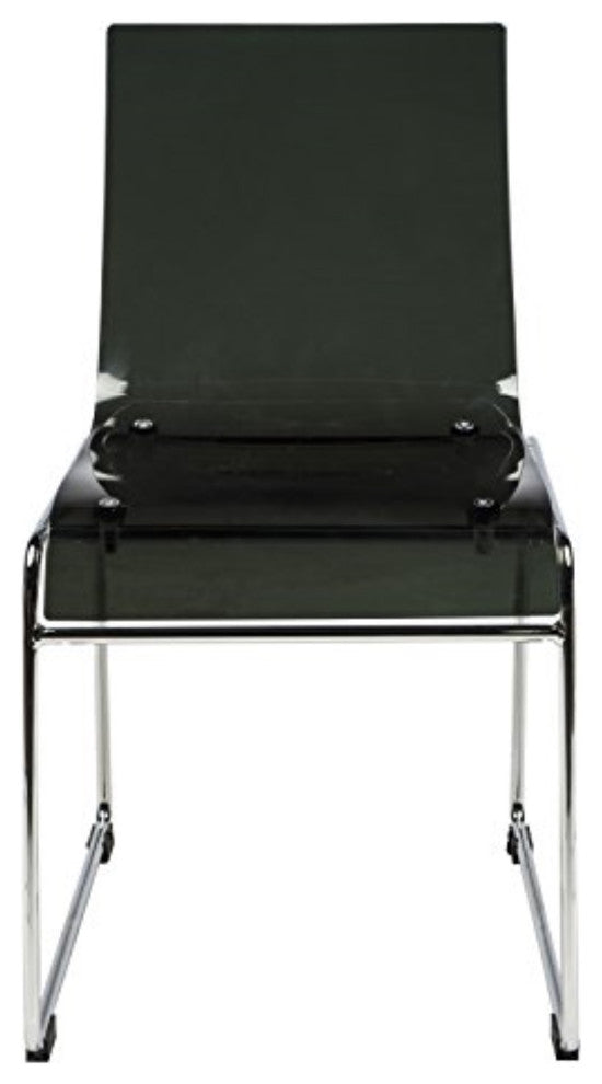 LeisureMod Lima Modern Acrylic Chair, Set of 2 Transparent Black