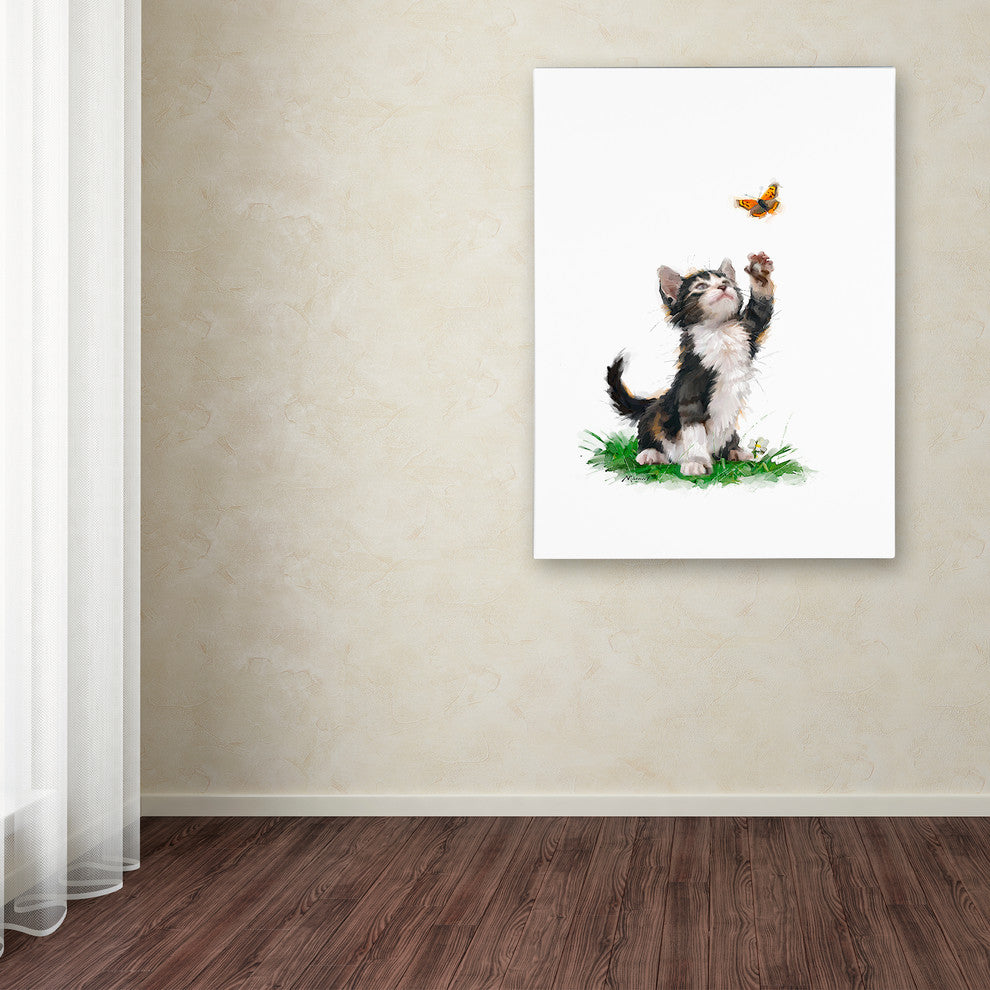 The Macneil Studio 'Cat With Butterfly' Canvas Art, 24"x18"