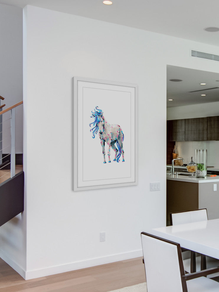 "White Unicorn" Framed Painting Print, 12"x18"