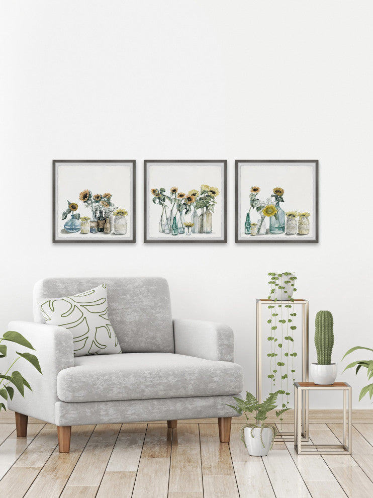 Sunflower Collection Triptych, Set of 3, 12x12 Panels