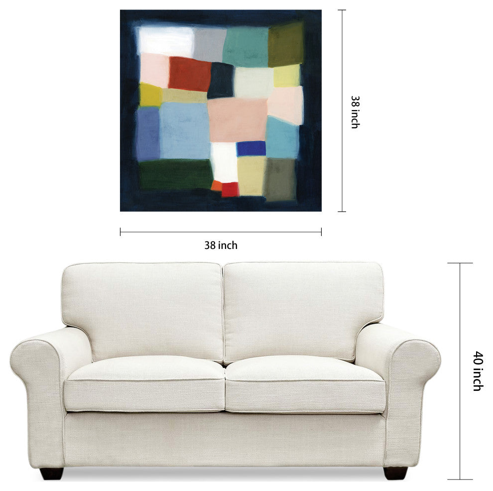 "Chromatic Cube I&II" Frameless Reverse Printed Tempered Glass Wall Art Set of 2