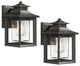 2 Pack Outdoor Wall Lamp Black Wall Lantern With Seeded Glass Shade