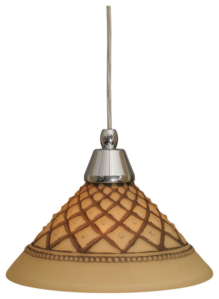 Cord Mini Pendant, 10" Chocolate Icing Glass