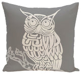 Hootie Animal Print Pillow, Gray, 18"x18"