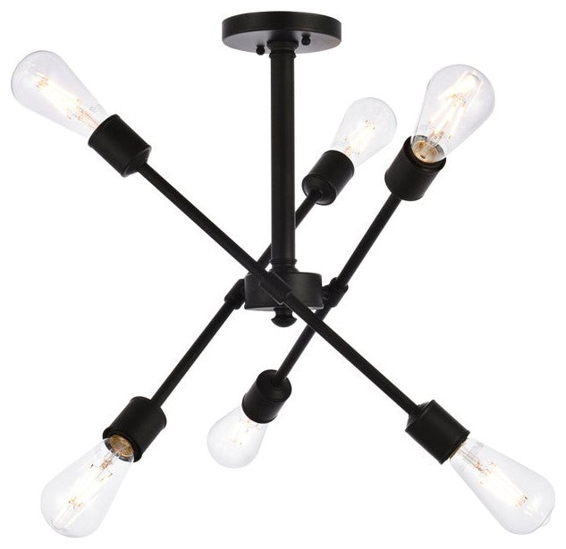 Aria 6-Light Black Flushmount