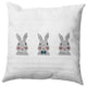 Bunny Triplets Easter Decorative Throw Pillow, Ocean Abyss Green, 16x16"