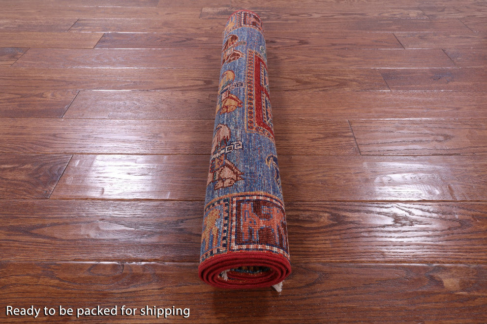 2' 8" X 4' 0" Antiqued Pazyryk Historical Design Handmade Wool Rug Q10881
