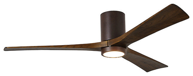 Irene-3 52" Hugger Ceiling Fan With Light, Textured Bronze With Walnut Blades