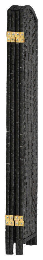 4 ft. Short Diamond Weave Fiber Room Divider Black 4 Panel
