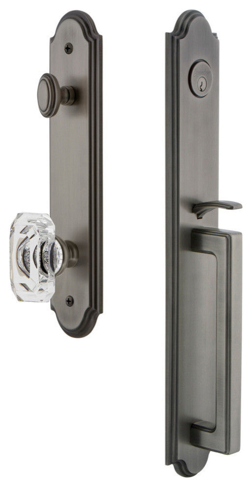 Arc 1-Piece Dummy Handleset, D Grip and Baguette Clear Crystal Knob, 848372