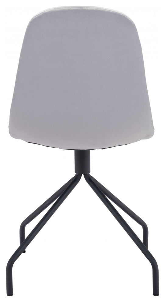 Set of 2 Wide Back Light Gray Velvet Dining or Side Chairs