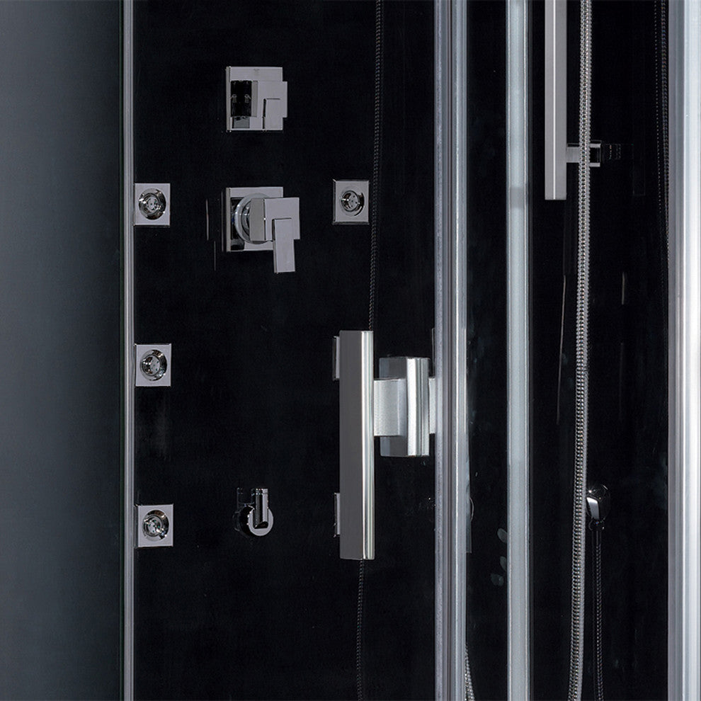 Platinum Black Steam Shower, Black, Right Shower
