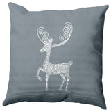 Fancy Holiday Reindeer Decorative Throw Pillow, Dusty Gray, 20"x20"
