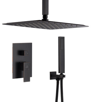 CASAINC 10" Wall Mounted  Rain Shower System with Bathtub Spout, Black