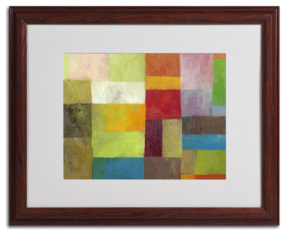 'Abstract Color Panels 4' Matted Framed Canvas Art by Michelle Calkins