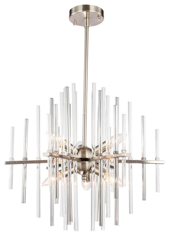 Woodbridge Lighting 20116STN Spires 6-Light Chandelier, Clear, Plated Chrome