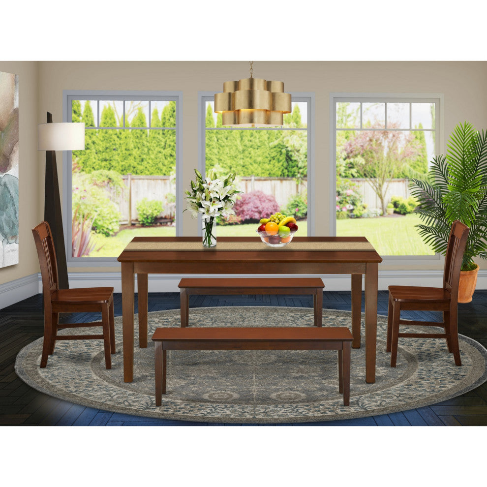 Cano5C-Mah-W 5-Piece Kitchen Table Set-Dinette Table And 4 Kitchen Chairs