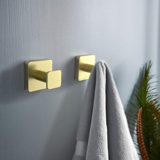 Blaze Bathroom Towel & Robe Hook, Set of 2, Brushed Gold