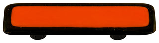Art Glass Rectangle Bordered Pull, Black Post, Black Border Opal Orange
