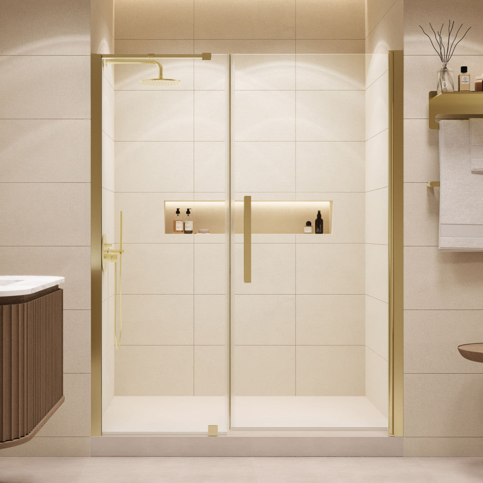 Pasadena 57 1/16-59 1/16"Wx72"H Alcove Pivot Shower Door Gold