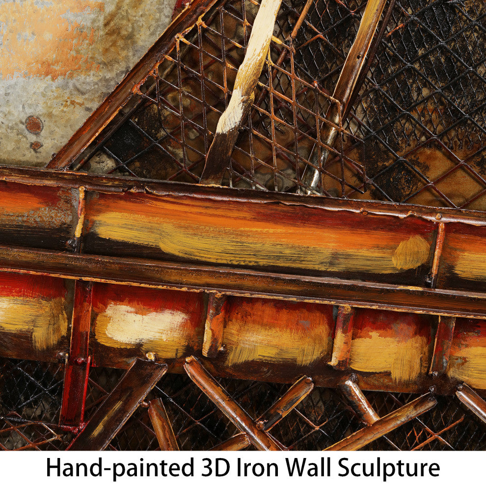 Eiffel Tower Wall Art Primo Mixed Media Hand Painted Iron Wall Sculpture 48x32