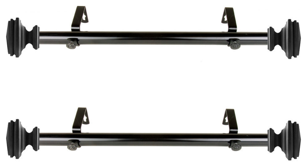 Wilson 1" Diameter Side Curtain Rod 12-20" Long, Set of 2, Black