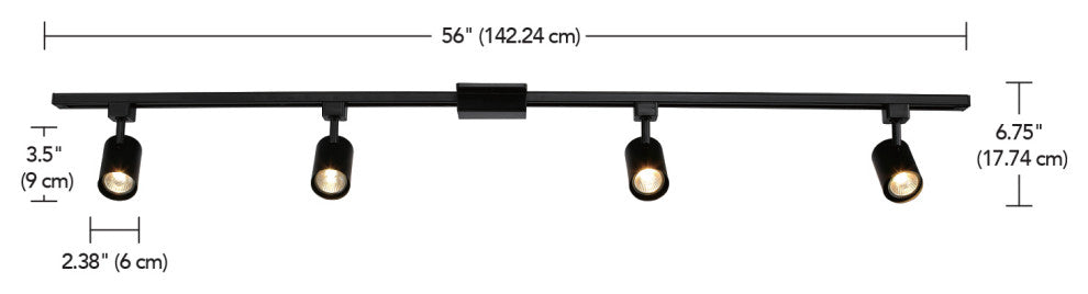 Tribeca 4-Light 56" Matte Black Track Lighting Kit
